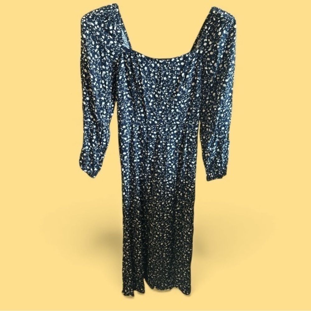 Boutique Elegant Blue Cottagecore Floral Long Sleeve Maxi Women's Small Dress